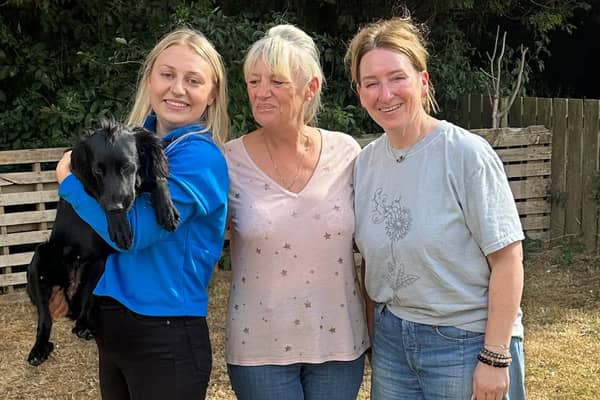 From left, Abi Andrews with Trixy, Lynne Andrews and Bonny Snowdon