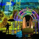 Projections shine on the ruins of Fountains Abbey