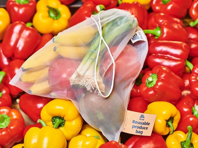 Aldi in Harrogate is trialling reusable bags for loose fruit and vegetables.