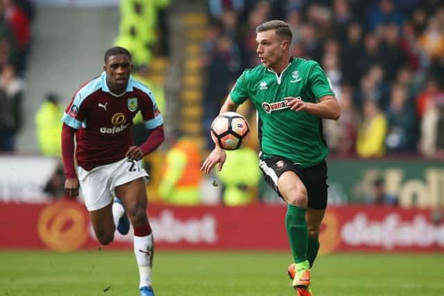 Jack Muldoon in action during Lincoln City's 1-0 success over Burnley at Turf Moor.