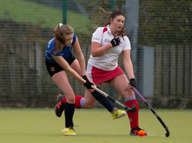Heidi Fletcher on the attack for Harrogate Ladies 2s during their high-scoring draw away at Halifax in North East Division Three South. Picture: Bruce Fitzgerald