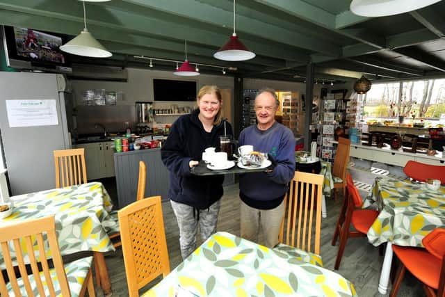 Pictured in the cafe eager to serve are Charlotte Simpson and Mark Walker. Picture: Gerard Binks.