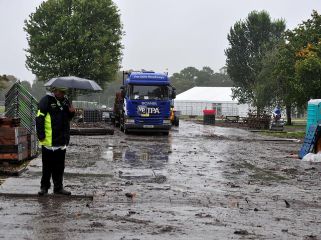 Part of the mess in the Fan Zone at West Park before the Stray was handed back from the UCI cycling championship organisers to Harrogate Borough Council.