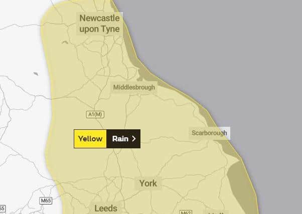 A yellow weather warning for rain has been put in place for the district on November 27-28.
