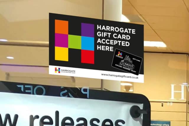Harrogate Gift Card participating shops will display this sign in their windows or next to the till