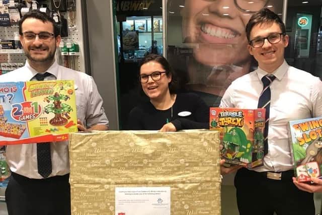 Staff at the Harrogate Specsavers store are taking donations for Christmas.