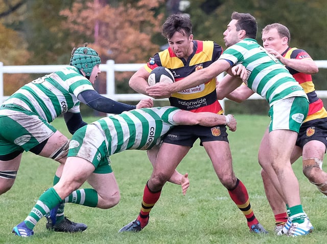 Mason Knowles' late, late try for Harrogate RUFC snatched victory from the jaws of defeat at Blaydon. Picture: Richard Bown