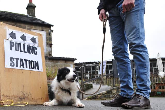 Outside a polling station today in Pateley Bridge. (Picture by Gerard Binks)