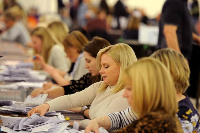 The General Election count is underway at the Harrogate Convention Centre. Picture Gerard Binks