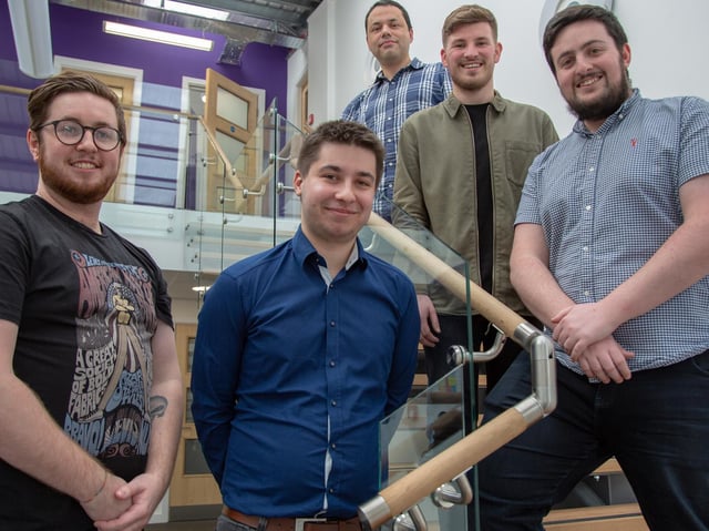 Harrogate Film Festival founder Adam Chandler, second from left, with his team at Reel Film Media Ltd.