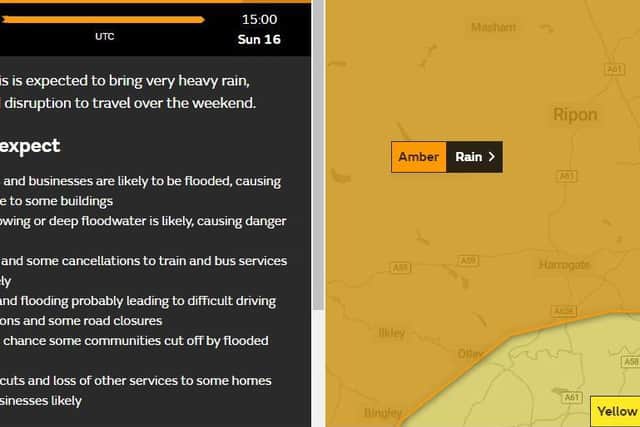 The Met Office has upgraded the weather warning for rain in our district to amber over the weekend.