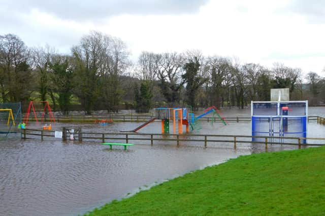 The playground at Dacre Banks was underwater earlier this week.