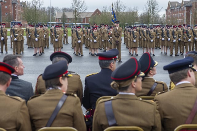 Junior soldiers passing out parade at the Army Foundation College in Harrogate inspected on this occasion by HRH Prince Edward the Earl of Wessex.