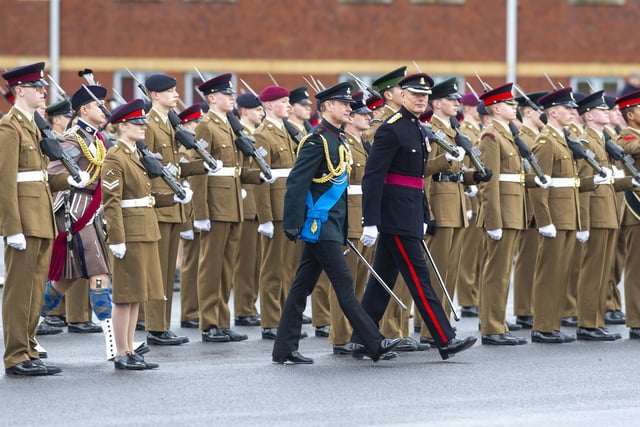 Junior soldiers passing out parade at the Army Foundation College in Harrogate inspected on this occasion by HRH Prince Edward the Earl of Wessex.