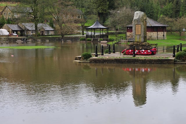 The River Nidd in flood in Pateley Bridge.