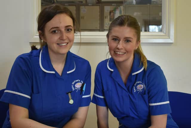 From left: Amy Mills and Lizzie Kirkwood, staff nurses at Saint Michael's Hospice Inpatient Unit.
