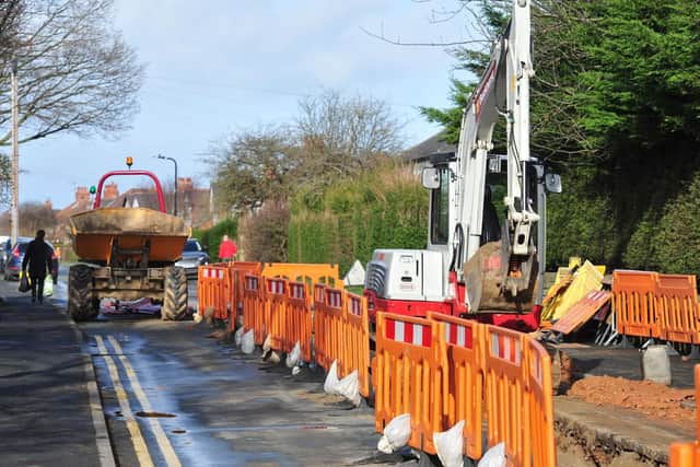 Roadworks and construction traffic are commonplace along the Kingsley Drive area of Harrogate.