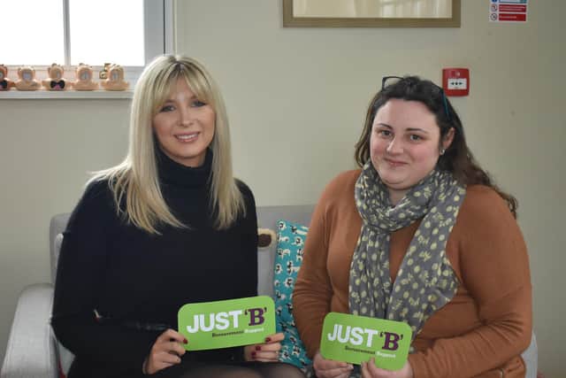 Just Bs Katie Freear, Children and Young Peoples Bereavement Support Worker and Jenna Collins, Children and Young Peoples Services Manager (right), in one of the services support rooms.