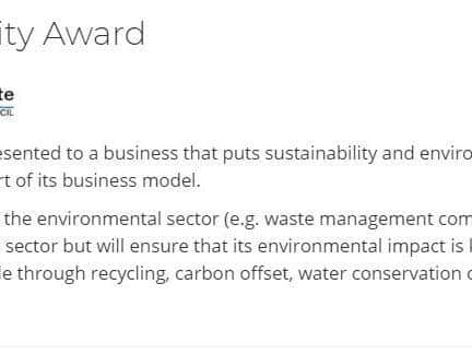Sustainability Award criteria.