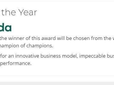 Business of the Year award criteria.