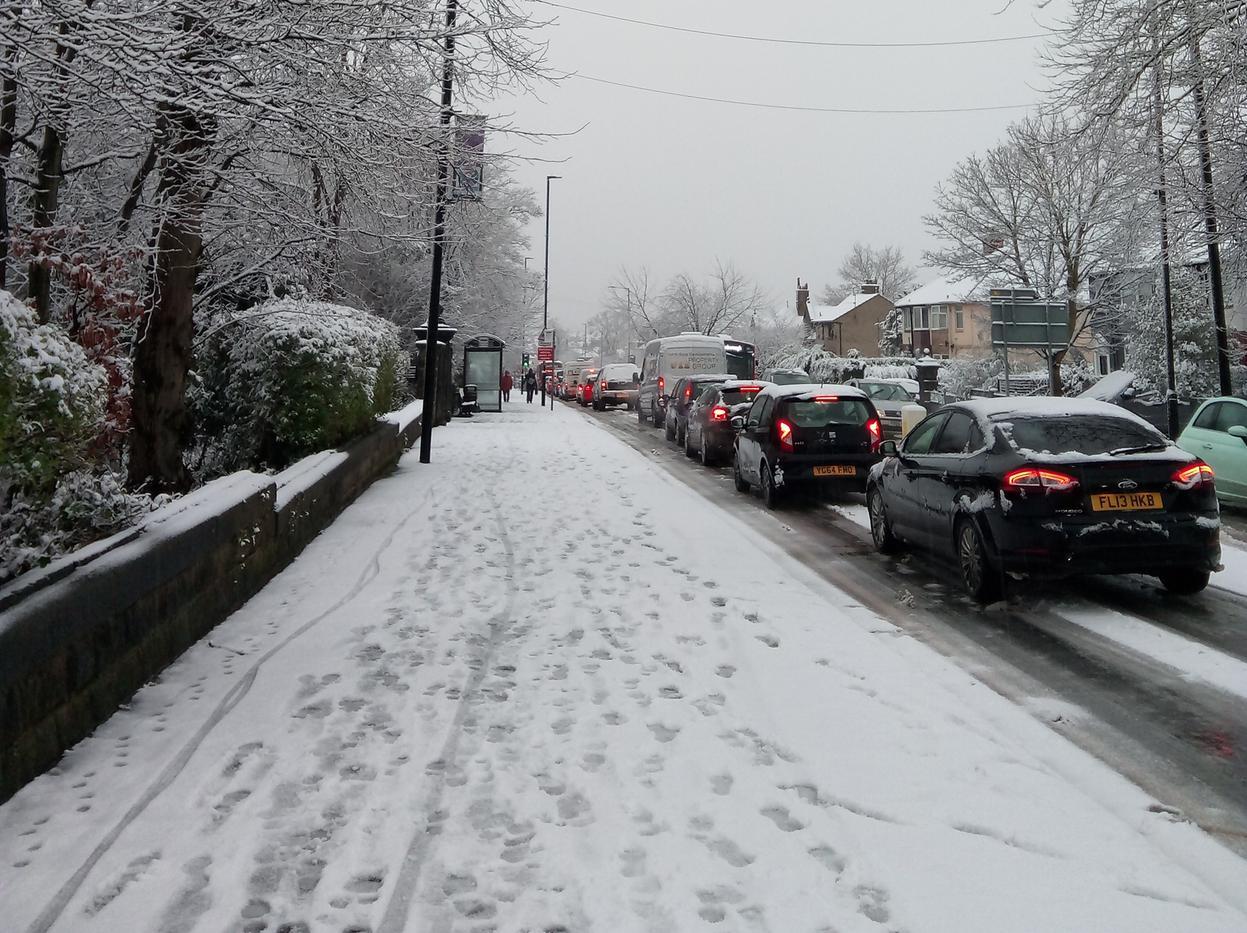 Snow hits Harrogate hard today with chaos on the roads Harrogate