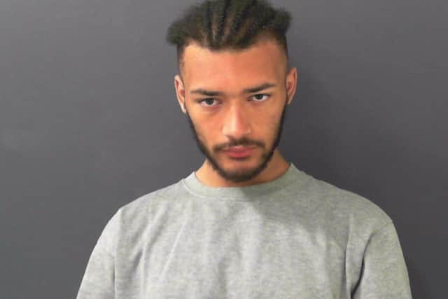 Sirus Alexander, 19, was wearing a skull mask when he confronted the three terrified men in Harrogate town centre and told them they were going to die