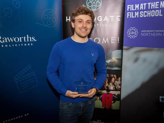 Award - Harrogate filmmaker Lewis Robinson, winner of the Audience Choice Award, in this year's Harrogate Film Festival, pictured at Everyman cinema.