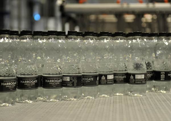 Harrogate Spring Water plastic bottles.