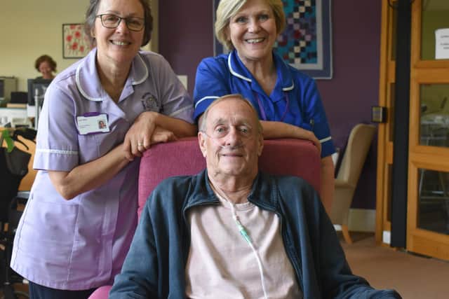 74-year-old David Hordley and some of the care team at Saint Michaels Day Therapy.