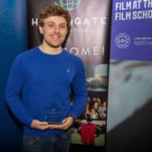 young Harrogate filmmaker Lewis Robinson who received the Audience Choice Award for his moving socially-conscious drama Addiction