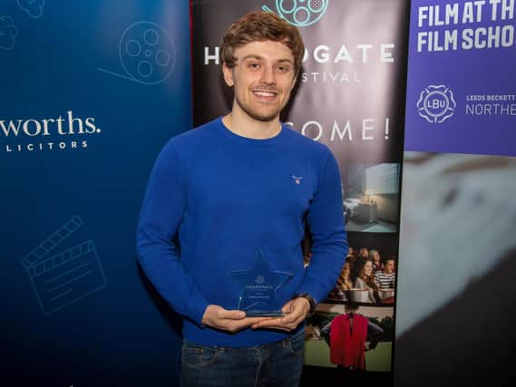 young Harrogate filmmaker Lewis Robinson who received the Audience Choice Award for his moving socially-conscious drama Addiction