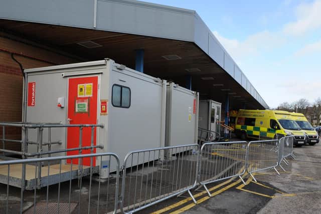The NHS 111 pods which are situated outside of the Harrogate Hospital front entrance.