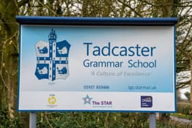 Date: 17th March 2020.
Picture James Hardisty.
Tadcaster Grammar School, posted a notice for parents that the school will be closed to students in Years 8,9,10, and 12 from the end of today due to the Coronavirus.