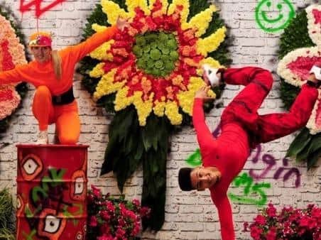 Break dancers Hannah Thompson and Anas Afriad cut some shapes to bring the #kerbcouture street to life at last year's flower show. Picture: Gerard Binks.