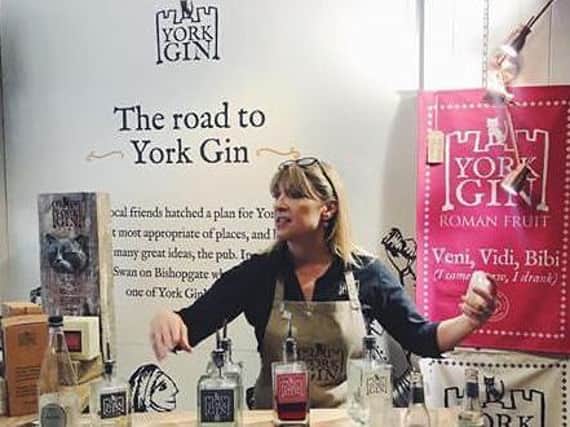 Susannah Baines in the York Gin shop