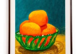 Part of an exciting new Harrogate exhibition - David Hockney's wonderful Oranges iPad artwork.