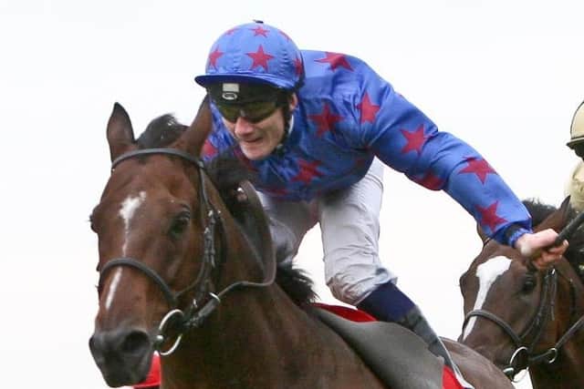 Borderlescott, ridden by Freddy Tylicki, races to the final win of his career, at the Beverley Bullet in 2012