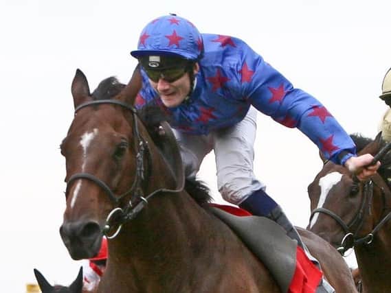 Borderlescott, ridden by Freddy Tylicki, races to the final win of his career, at the Beverley Bullet in 2012