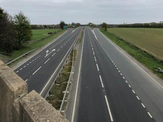 A pleasing sight to North Yorkshire Police - A traffic-free, empty A64 road near York at the Easter weekend.