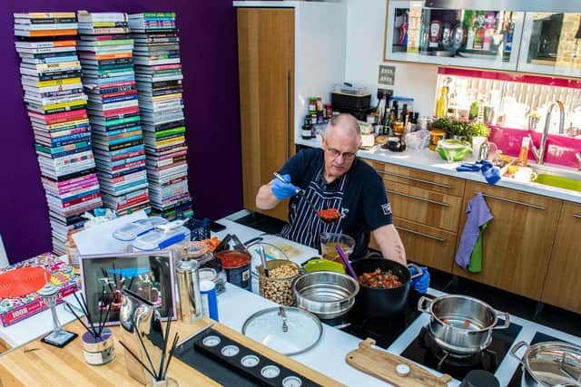 Paul Welch has made hundreds of meals from his own kitchen to help people. Picture: Ernesto Rogata.