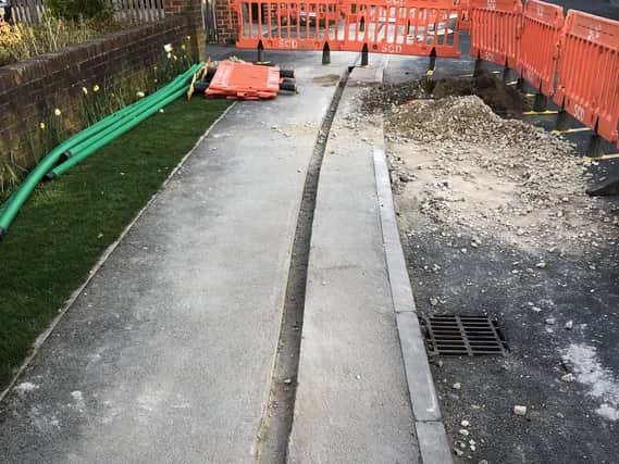 Work continues laying gigabit fibre as part of the 15.1m NYCC LFFN scheme. Here it is micro-trenching in Oatlands in Harrogate.