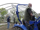 Hands-on support - Harrogate District Geen Party working with residents of Cowthorpe on the new Community Allotments with Arnold Warneken, Green Campaigner for the Ainsty area on the right. Also pictured are Derm Tanner, Wendy & Matilda Wright, Anthony and Val Hackworth, Shaun Stothard, Steve Jeffries.