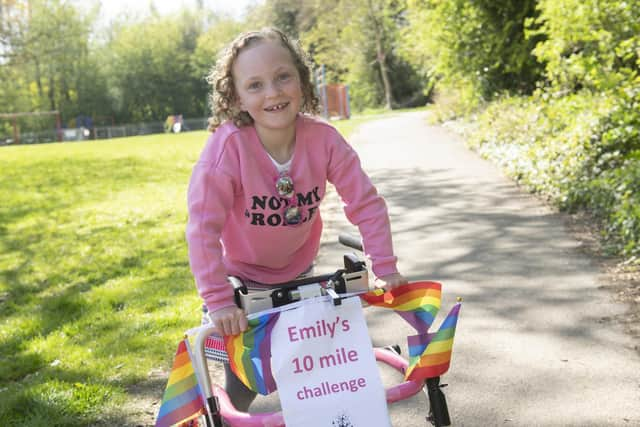 Emily Caffrey out on one of her fundraising walks as part of her daily permitted exercise during lockdown.