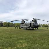 The sight of an RAF Chinook helicopter landing on the Stray has been turning heads in Harrogate this afternoon. Picture: James Hardisty.