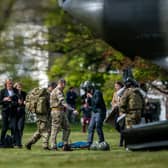 An RAF Chinook helicopter landed on the Stray in Harrogate on Thursday afternoon, believed to be delivering PPE to the new Nightingale hospital.