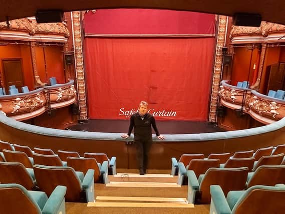 The stage is bare - Pictured this week in the empty auditorium is Harrogate Theatre's chief executive David Bown who is determined to keep the theatre going in the absence of revenue during lockdown.