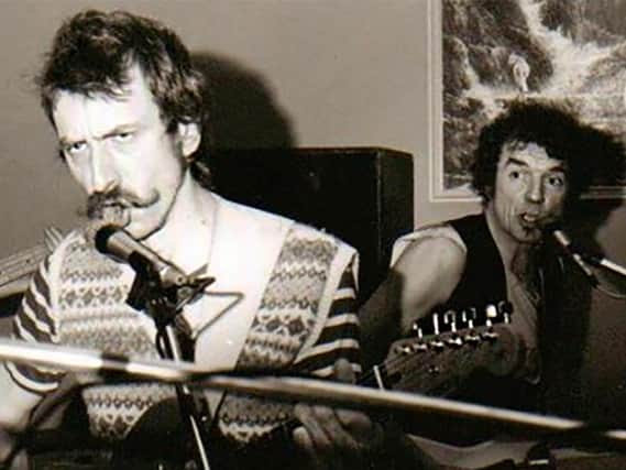 Flashback to younger days - The late Harrogate musician Frank Mizen, left, pictured on stage with Paul Middleton and, just out of shot, Johnny Massey.