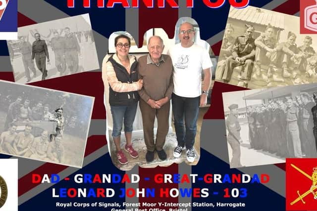 The new collage posted by the Howes family in tribute to Leonard Howes, a member of the Royal Corps of Signals, who marched through Harrogate on VE Day in 1945.