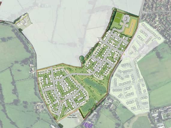 An indicative masterplan for the proposed Castle Hill West scheme at Pannal Ash in Harrogate.