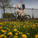 Phil Gostling from the One Mile Bakery, pictured on his bike in Tadcaster..23rd April 2019 ..Picture by Simon Hulme